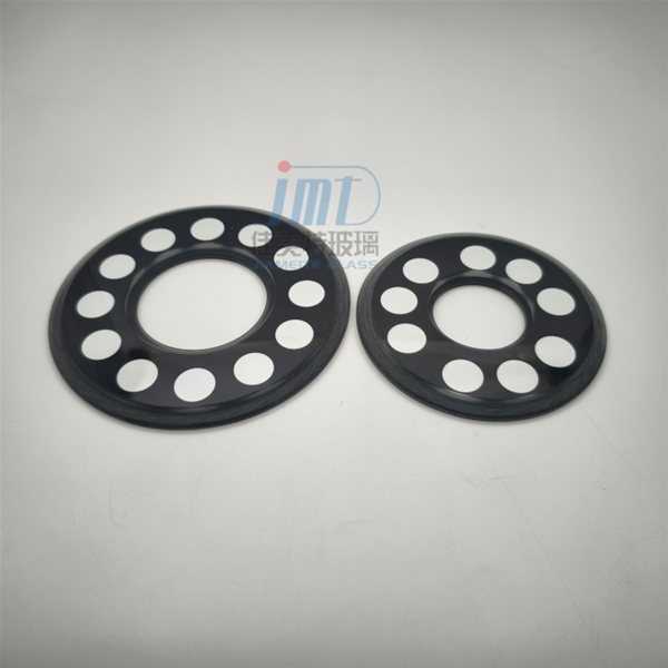 东莞佳美特玻璃工厂加工定制开孔内外双台阶高温丝印灯具用钢化玻璃